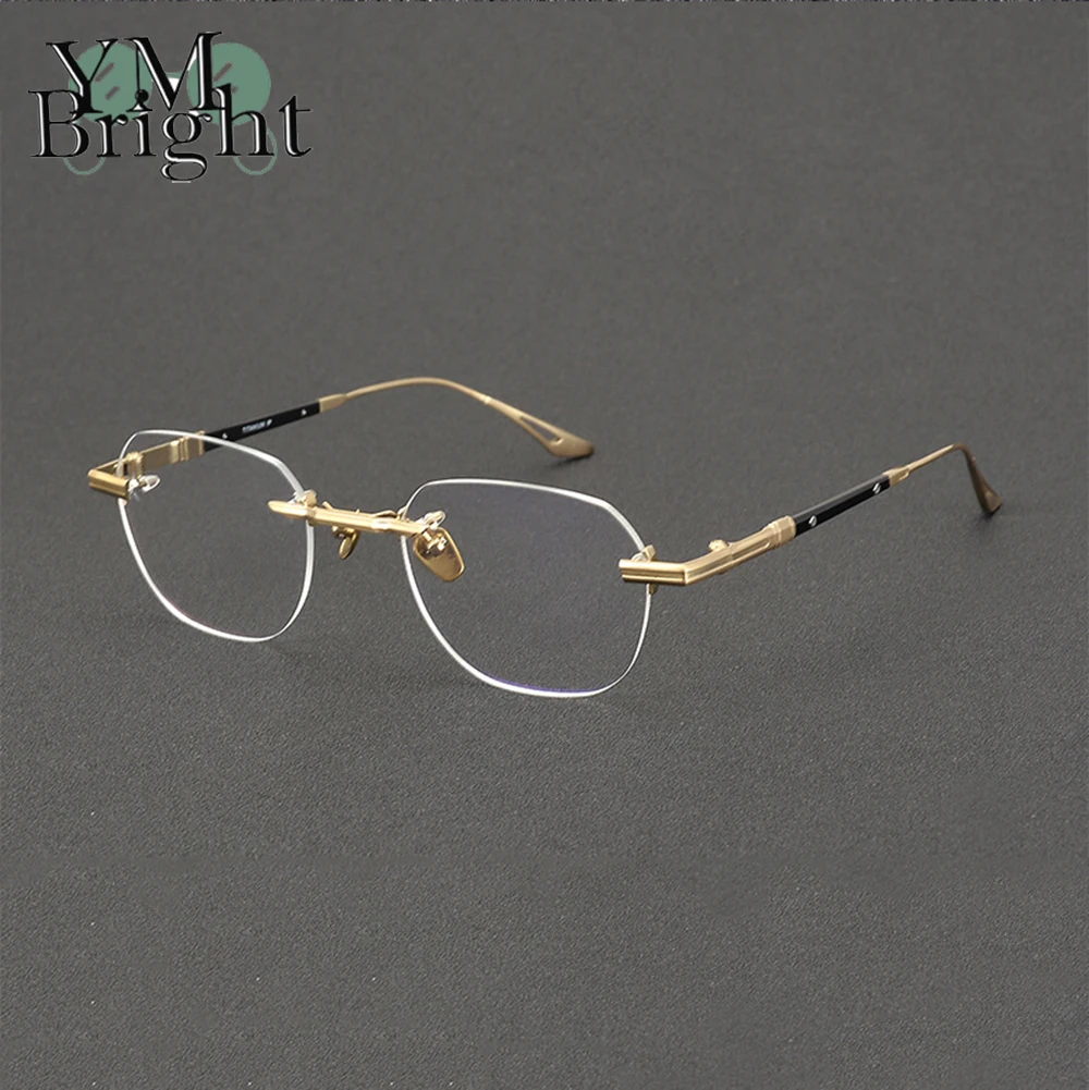 

Men's Women Glasses Frame Square-Oval Pure Titanium Frameless Glasses Compatible with Fashionable Titanium Frames for Myopia