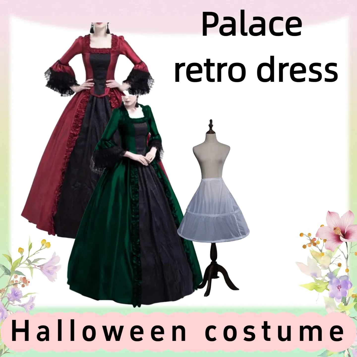 

Костюмы, аксессуары, женское рождественское кружевное лоскутное платье с рукавами-колокольчиками, средневековое платье, винтажный европейский стиль