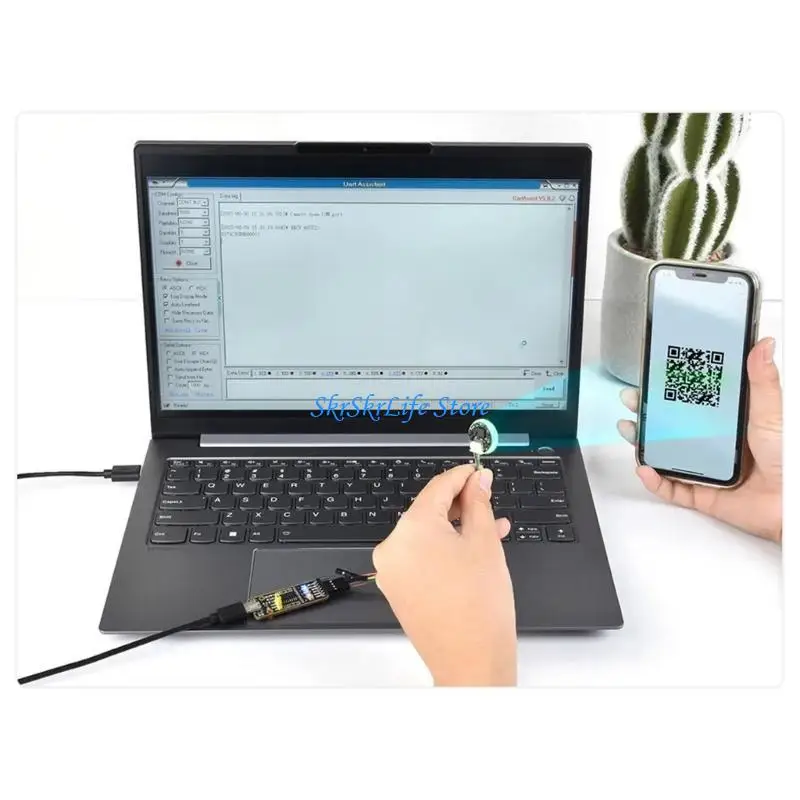 E65E UART Round Round Luz indicador anillo pequeño LED controlado 1D/QR/2D Código barras Escáner QR Código barras