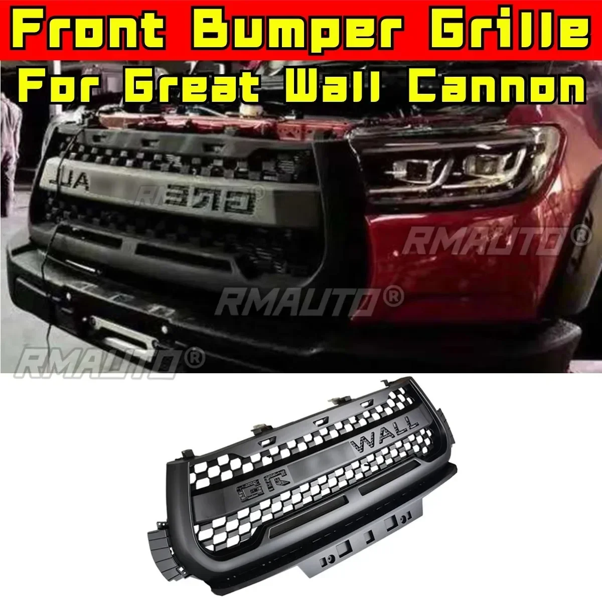 Bumper Grill For Great Wall Cannon Car Front Bumper Racing Grille Grillg Body Kit ABS Plastic Front Bumper Grille Exterior Part