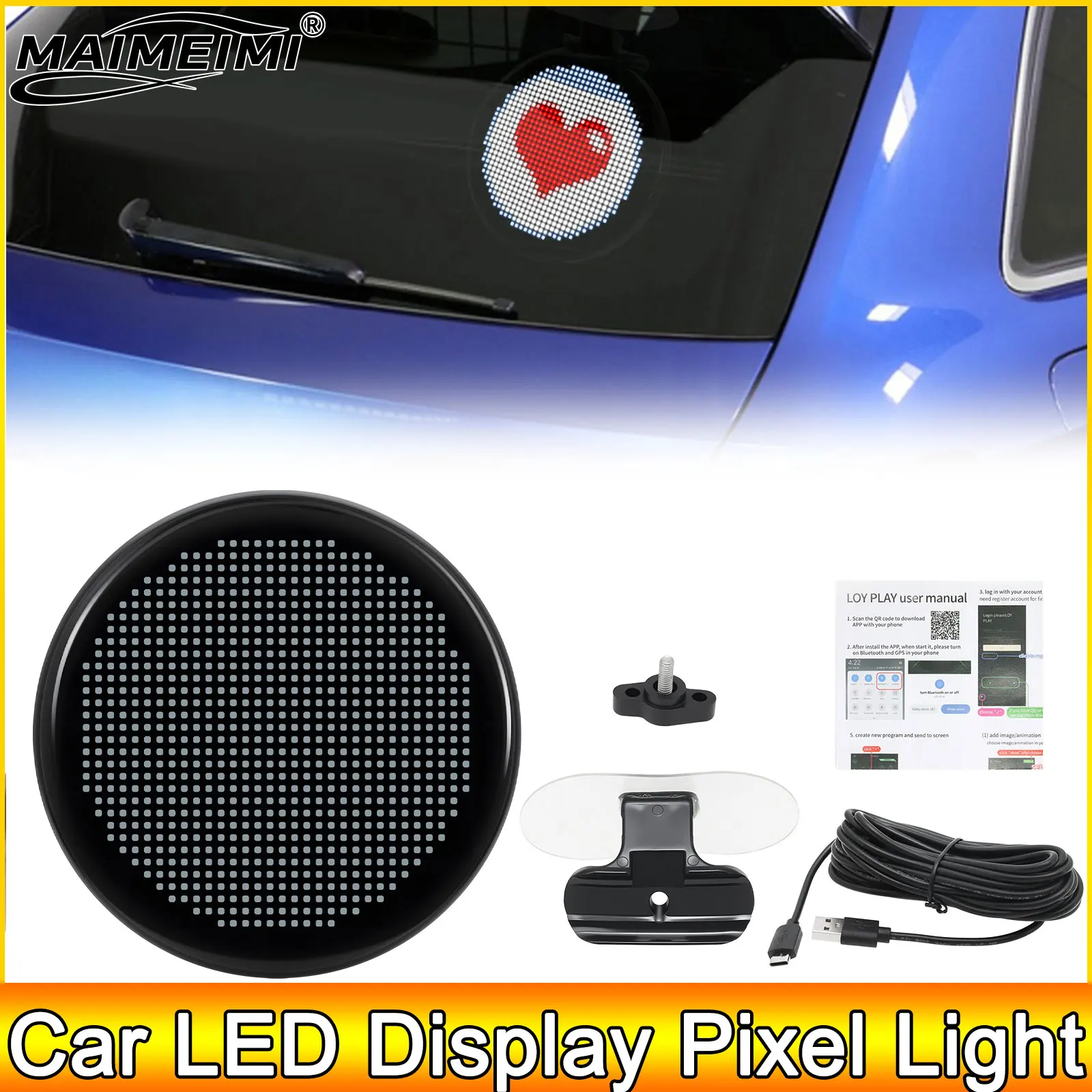 

AD Car LED Display Pixel Light Funny Rear Windshield Display APP Window Sign LED Display Screen Programmable Lamp CarInterior