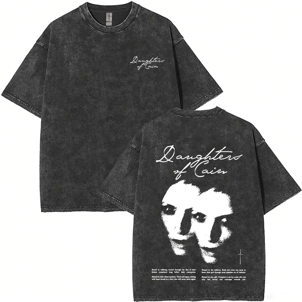 Washed‌ Vintage Ethel Cain Face Graphic T-shirt Preacher's Daughter Album Print T-shirts Men Women Rock Gothic Oversized T Shirt