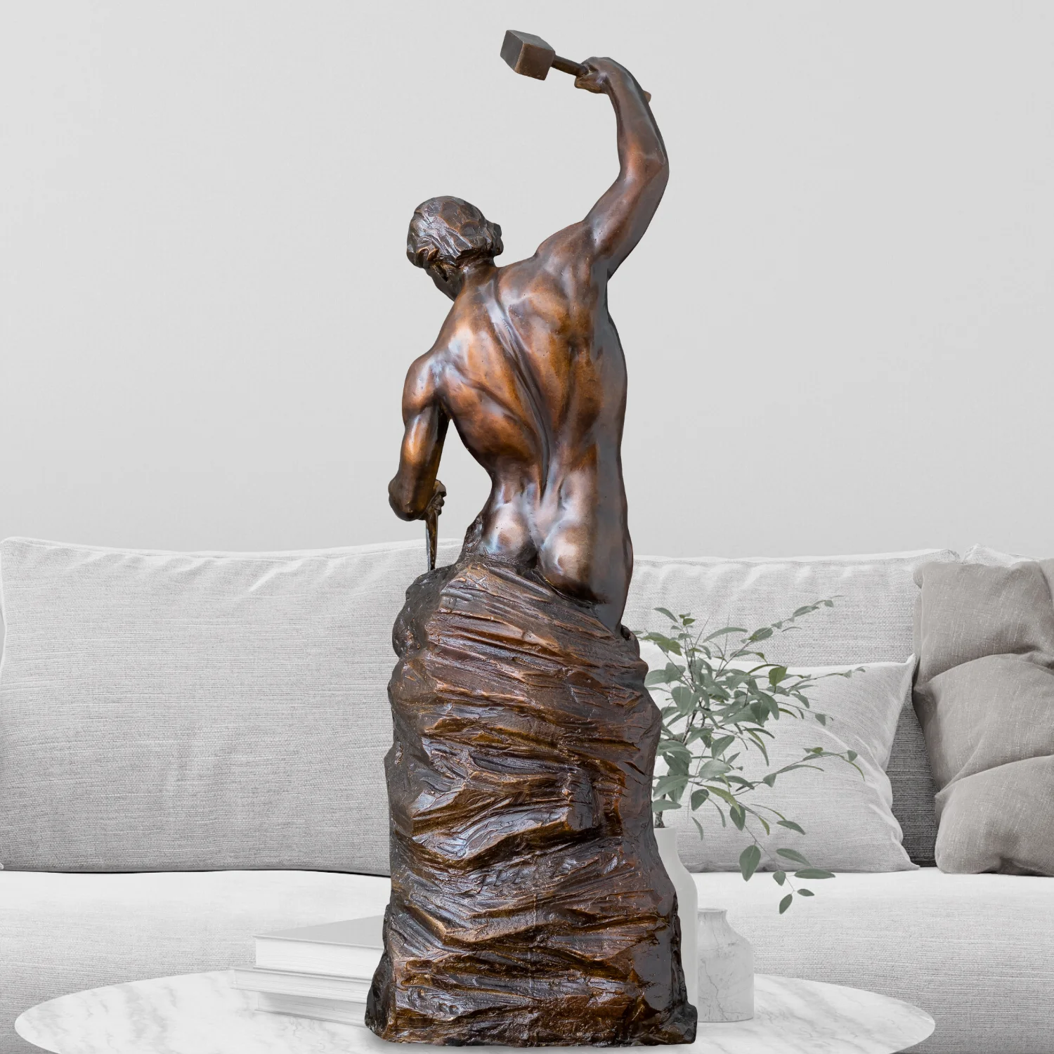 70 سنتيمتر البرونزية الذاتي رجل النحت الشهيرة الذاتي صنع رجل التماثيل صب الفن الحرف للمنزل حديقة ديكور حلية مجموعات #6