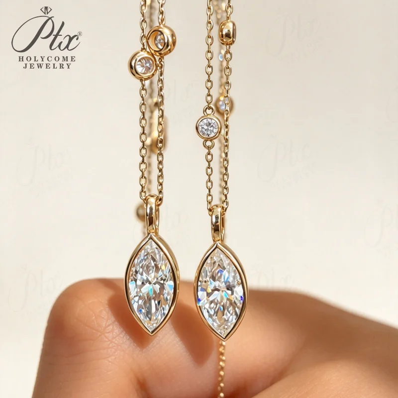 Halskette mit Labor-Diamant-Anhänger, 2 Karat, DEF, VS, runder Schliff, echtes 18K Gold, für Hochzeit, Party, einfache Kette, Charms, Holycome Schmuck – Detail 14