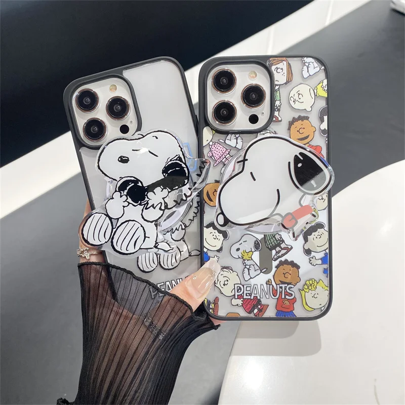 Original Peanuts Snoopy Hard PC Magnetic Case For iPhone 15 14 13 12 Pro Max For Magsafe Case Wireless Charge Cover Accessories