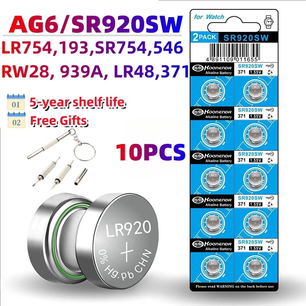 10PCS AG13 LR44 1.5V Knop Batterijen LR41 LR1130 LR626 SR621SW SR626SW SR920SW SR721SW Alkaline batterij Cel Coin voor Horloge Speelgoed