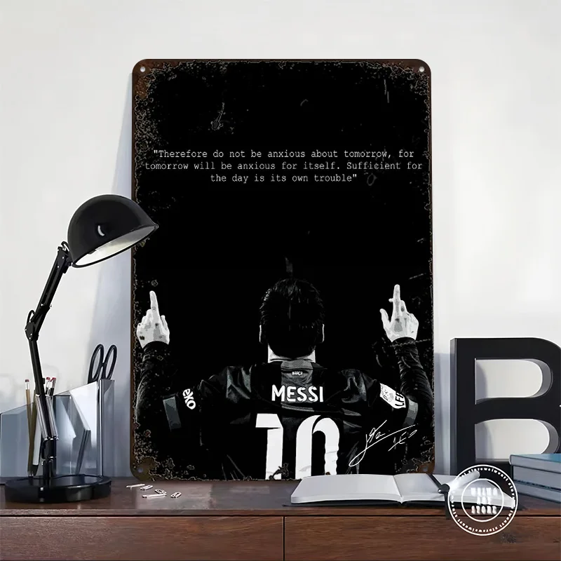 Lionel Messi Inspirational Quote Printed Poster Customized Wall Art Retro Vintage Metal Tin Signs for Garage Decorations House