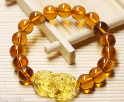 Wholesale price Fashion Feng Shui  Yellow Pi Yao Pi Xiu Bracelet Bead for Wealth Luck Bead diameter 10mm/12mm/14mm