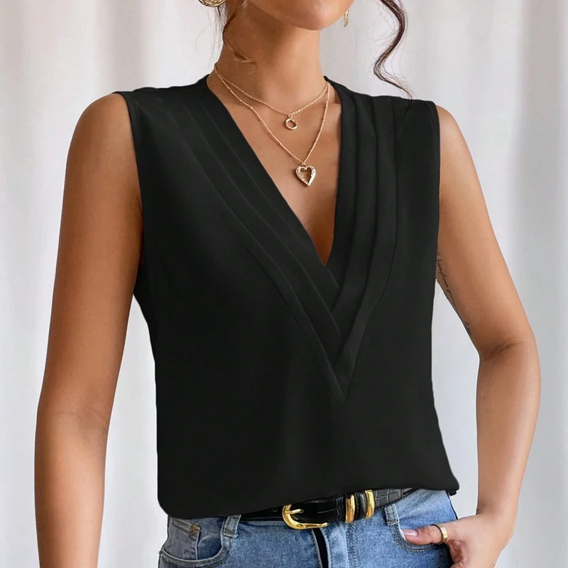 Solid Casual losse mouwloze blouses voor dames Mode Zomer Dames oversized shirts en blouses Elegante jeugd Vrouwelijke tops