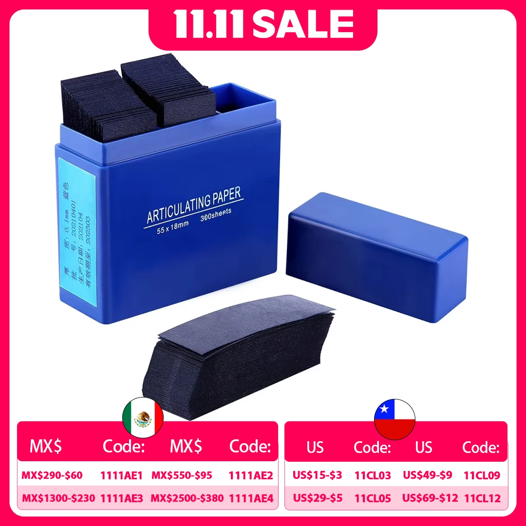 AG 300 pièces dentaire 55*18mm bleu/rouge bandes de papier articulé dentisterie matériel de blanchiment des dents orales 55*18mm outils dentaires