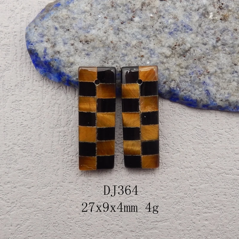 Natural Stone Tiger-Eye Obsidian Earring Bead,Fashion Jewelry Intarsia Earrings For Women 36x9x4mm 5g