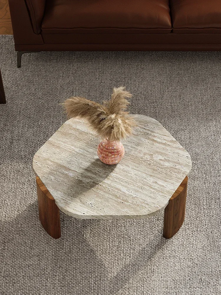 Natural marble coffee table, living room coffee table, home cave stone tea table, office minimalist Italian coffee table