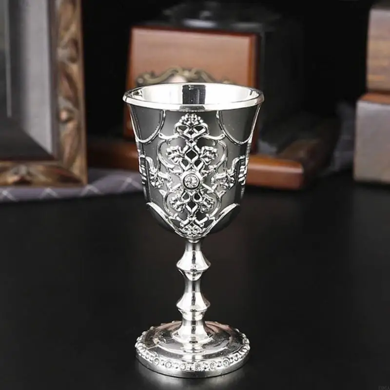 Vintaged Chalice Medieval Goblet Metal Wine Glass Cups Sparkling Design Goblet 