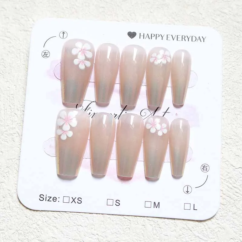 10 stuks vrouwen Franse stijl high-end 3D reliëf bloemblaadje met cat eye pless op nagels nagelplaten aurora bloem nepnagels nagelkunst