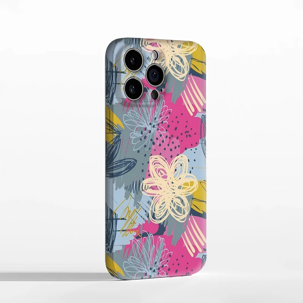 추상적인 꽃무늬 아이폰17 필수템 폰케이스 아이폰 17 16 15 14 13 12 11 프로 맥스 플러스 이중 레이어 백커버