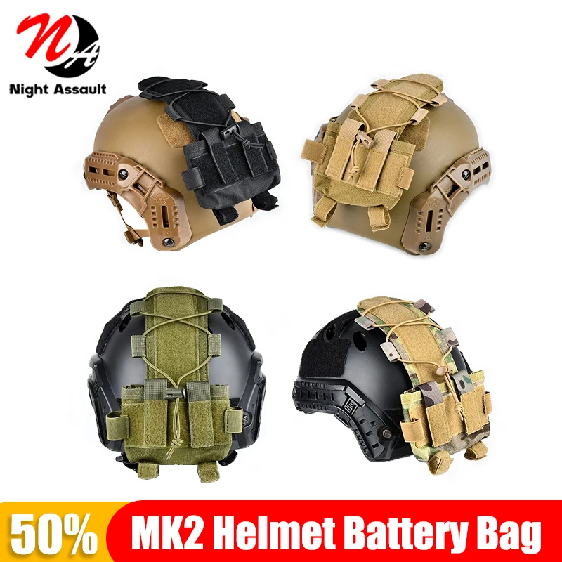 

Tactical MK2 Helmet Battery Bag Nylon Fiber mk2 Outdoor Hunting Batteries Bags With Elastic Cord For Camping Activities