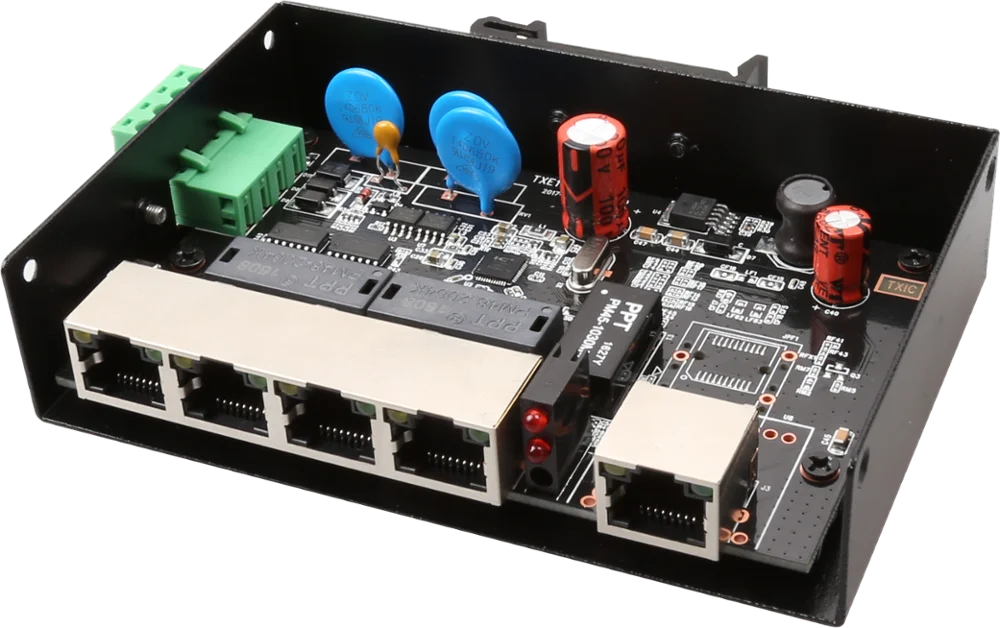 Diewu 5 Port Industrial Din Rail Power Network Switch
