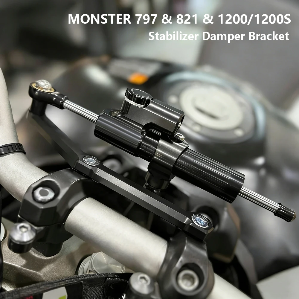 

Suitable For Ducati Monster 821, 1200, 797 , 1200S 2014-2021 Motorcycle Accessories CNC Steering Damper Stabilizer Bracket Kit