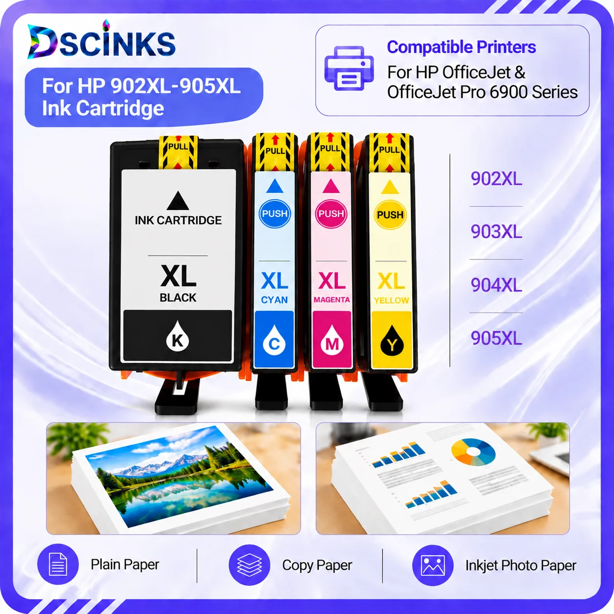 For HP 902XL 903XL 904XL 905XL Remanufactured  Anti-Upgrade One-Time Chip Fit OfficeJet & OfficeJet Pro 6900 Series Printer
