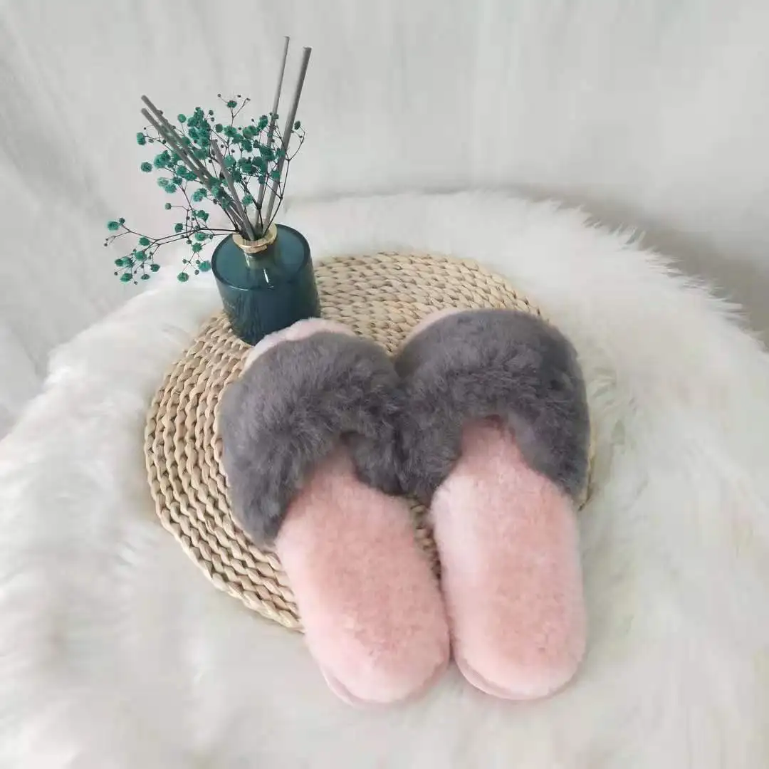 2023 New Natural Sheepskin Home Slippers Winter Women Indoor Slippers Fur Slippers Warm Wool Flip Flops Slipper Lady Home Shoes