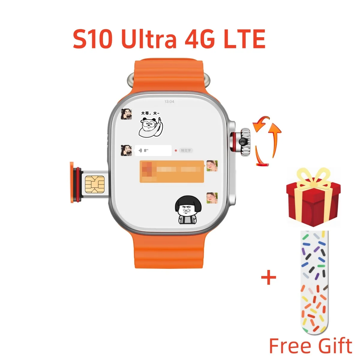 

S10 Ultra 4G Android Смарт-часы с цветным ремешком 2,2-дюймовый Amoled экран GPS WIFI RAM 8 ГБ Google Play ROM 128 ГБ Спортивные умные часы