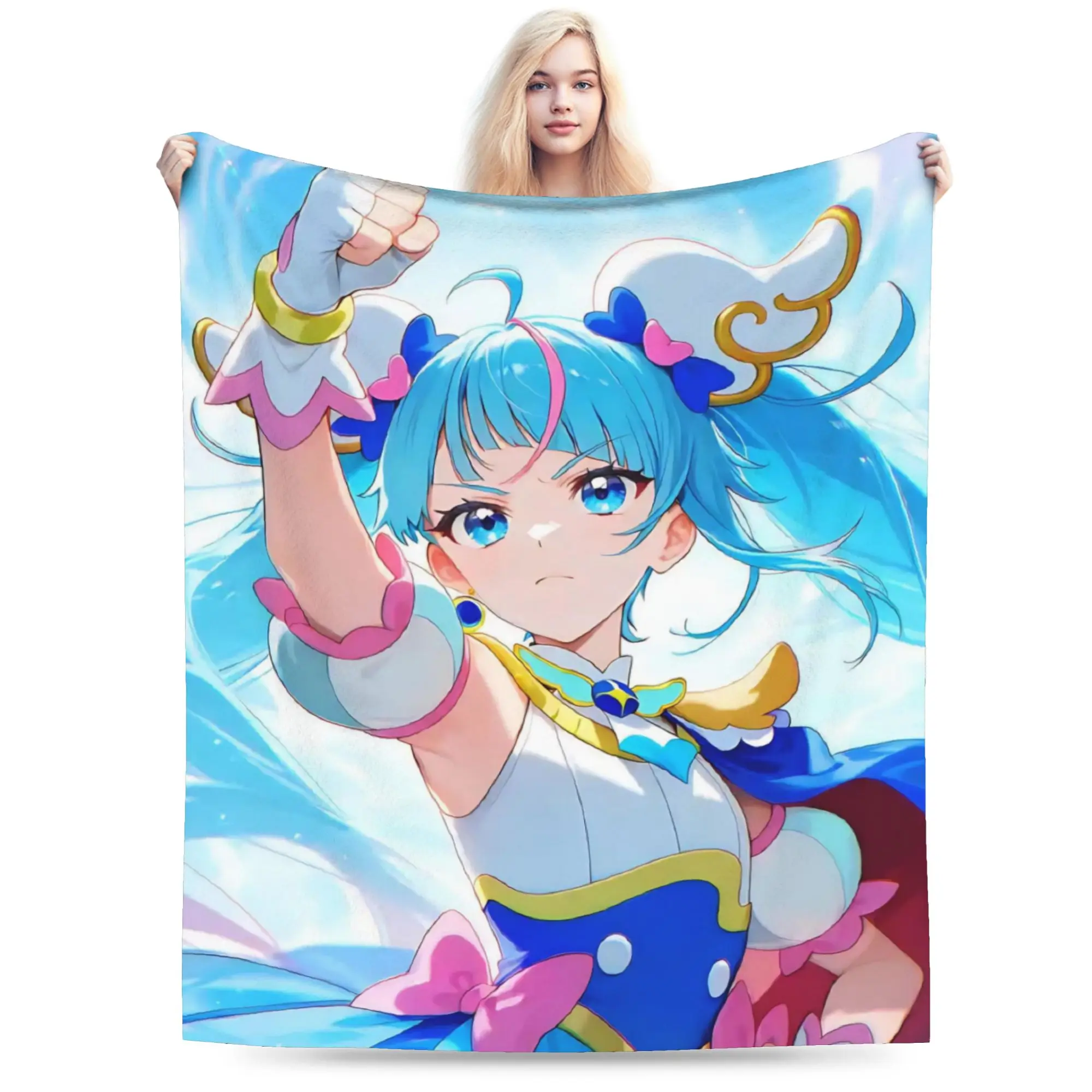 Super Soft Soaring Sky Pretty Cure Throw Blanket Premium Flannel Fleece Lightweight Bed Blanket Fuzzy Plush Bedspread All Season