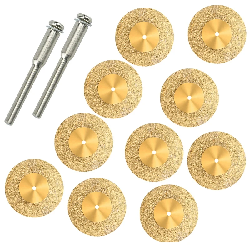 10 Pcs Diamond Cutting Wheel Cut Off Discs Coated Rotary Tools Titanium Plated Diamond Wheel WITH/Mandrel