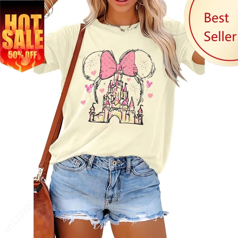

Women Magic Kingdom Shirt Castle Graphic Shirts Casual Family Vacation Holiday T Shirt Cute Short Sleeve Tee Top
