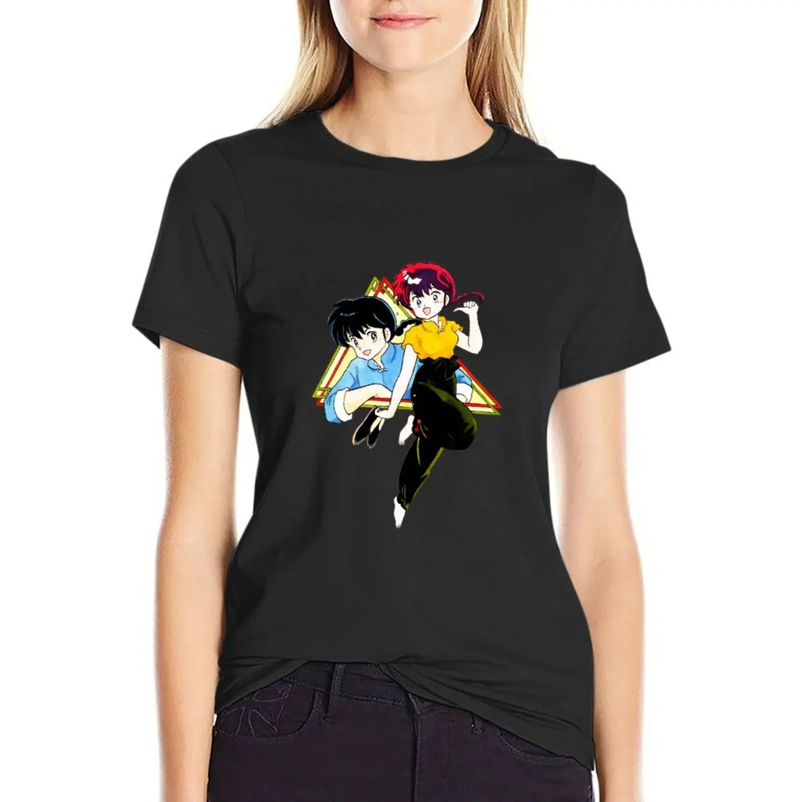 

Футболка Ranma больших размеров, эстетичная одежда, спортивная одежда для фанатов, летняя одежда, черные футболки для женщин