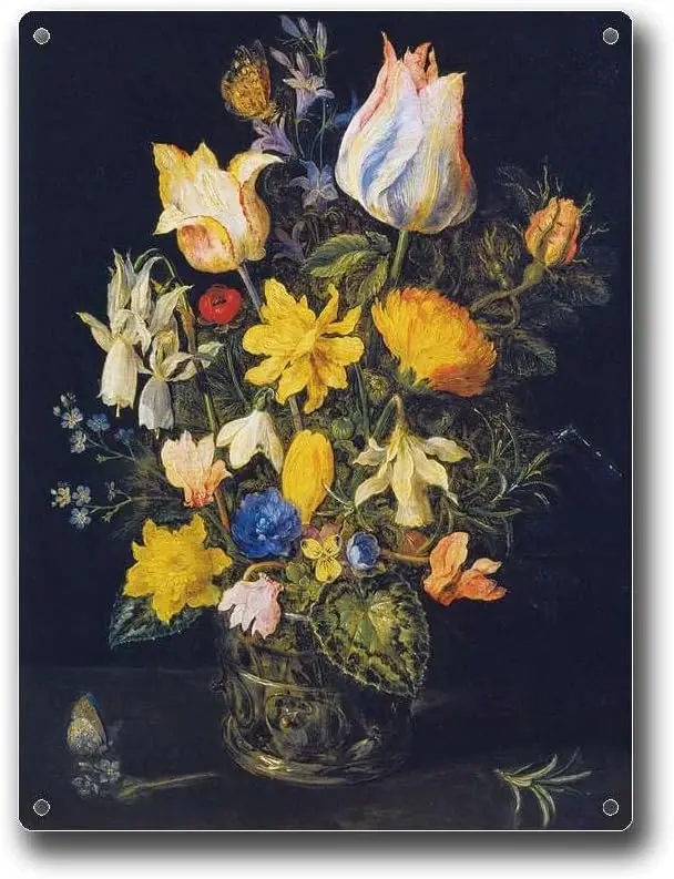 Metal Tin Signs Bouquet Flowers by Jan Brueghel Elder Wall Decor Art  Sign-aluminum sign