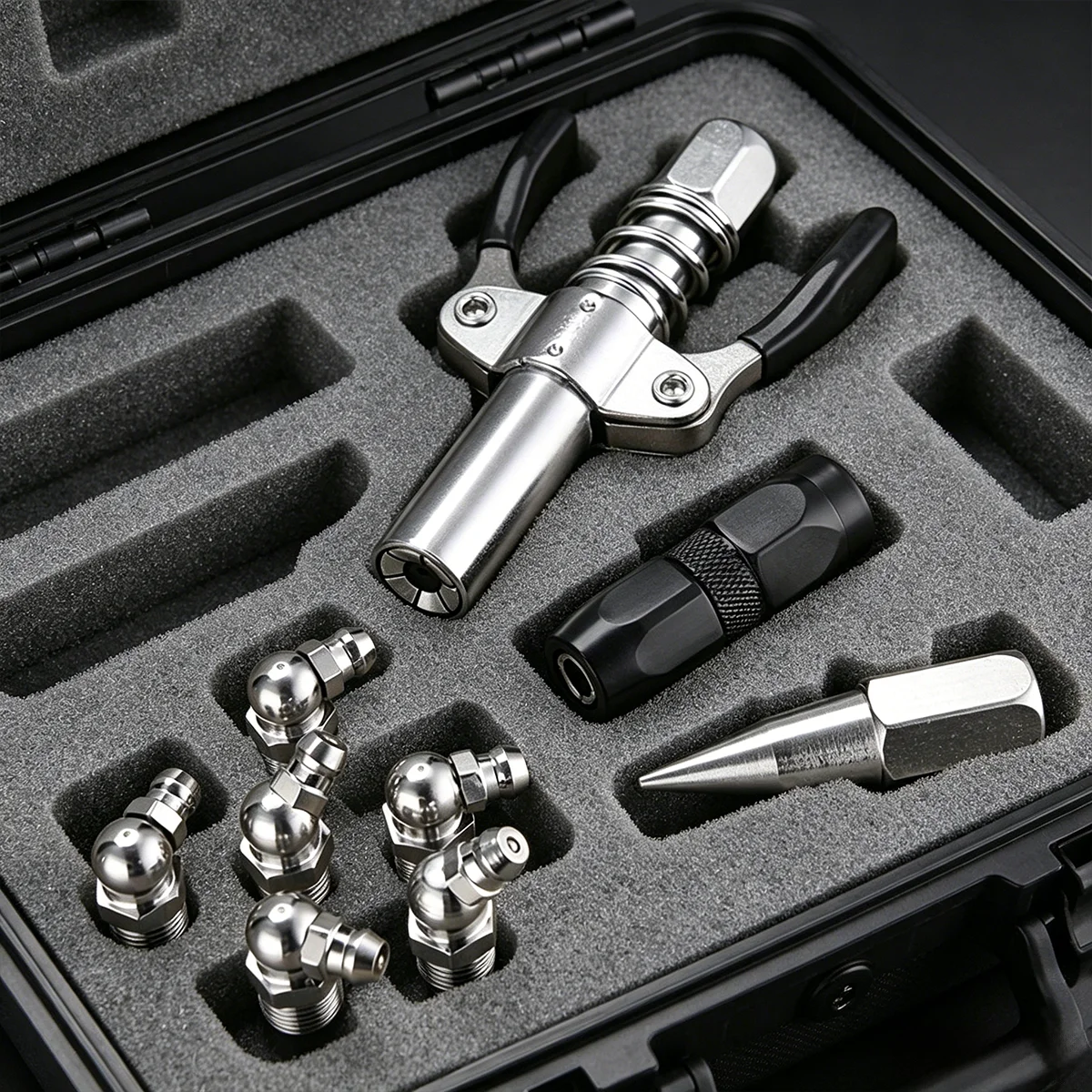 100-Piece Set of M6, M8, M10 45°, 90°, 180° Grease Fittings, Galvanized Steel Hydraulic Grease Fitting Kit, with Plastic Case*