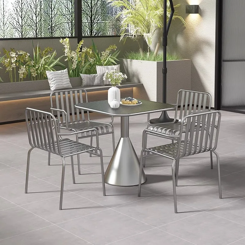 

MinimalistOutdoor tables and chairs milk tea shop courtyard open-air garden preservative wood tables and chairs villa