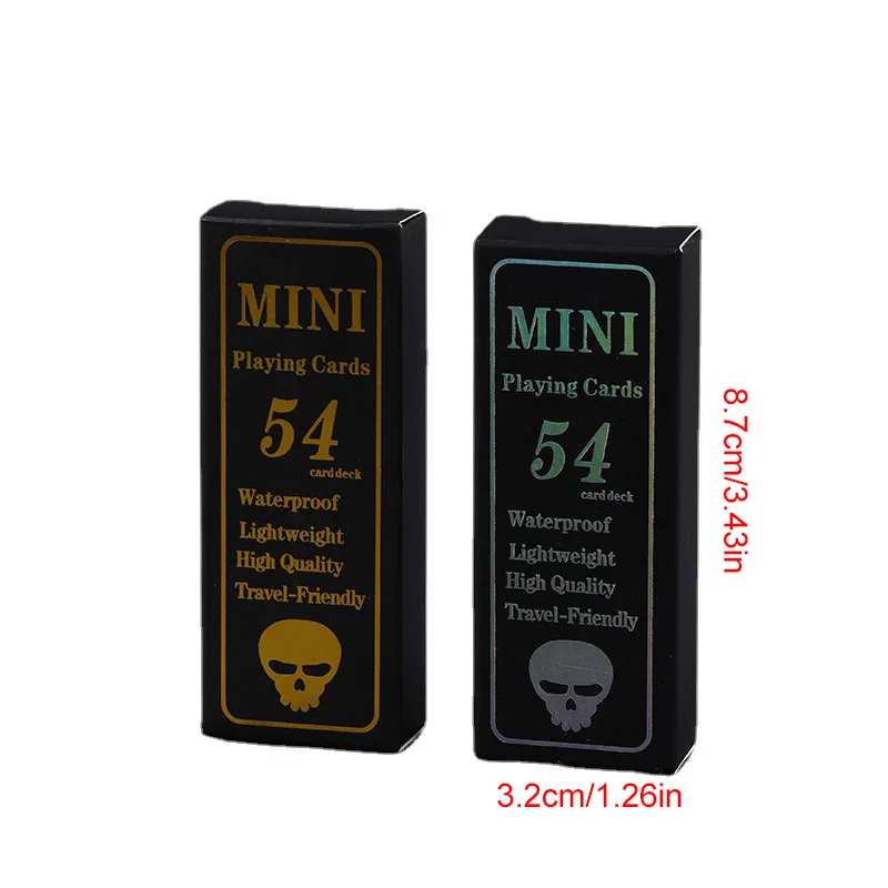 2Pcs/Set Skull Poker Set In Case Travel Waterproof Mini Plastic Playing Cards PVC Waterproof Black Playing Cards
