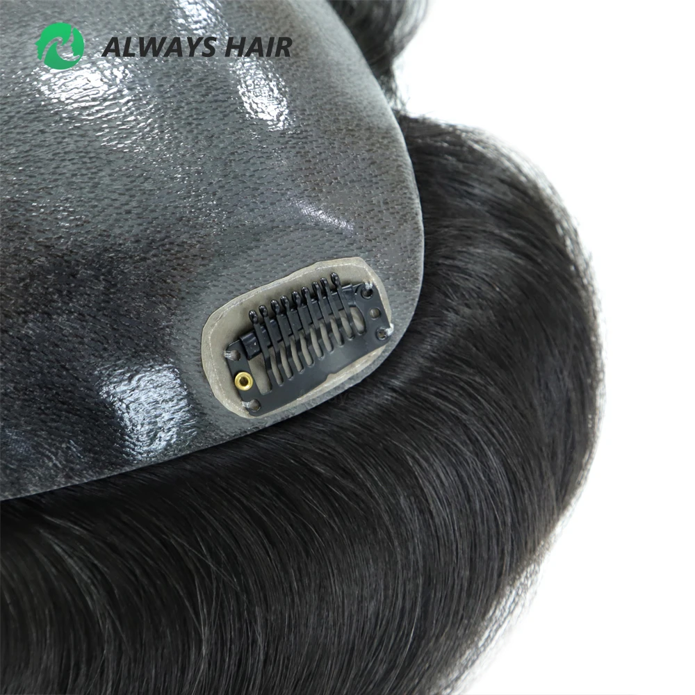 Topper de Cabelo Virgem Mongol Feminino de 18 Polegadas, 13 cm x 17 cm, Toupee de Pele Injetada com 3 Clips