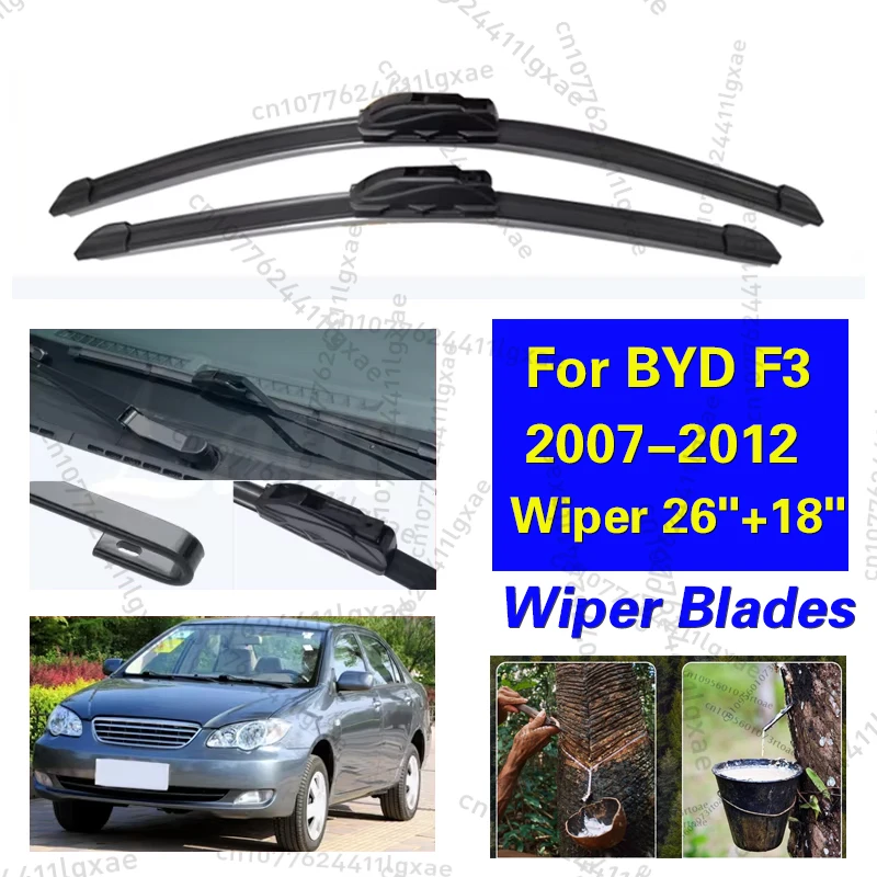 

Car Wiper Blade For BYD F3 2007-2012 Windshield Rubber Silicon Refill Front Window Wiper 26"+18" LHD Auto Accessories 2010 2011