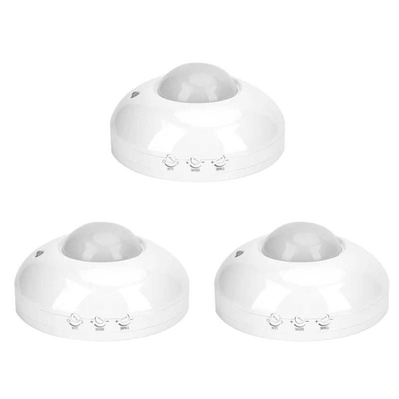 B48A 3X Rilevatore di movimento Luce a LED Rilevatore di movimento umano a infrarossi Installazione a soffitto da 360 gradi Corridoio Soffitto del bagno