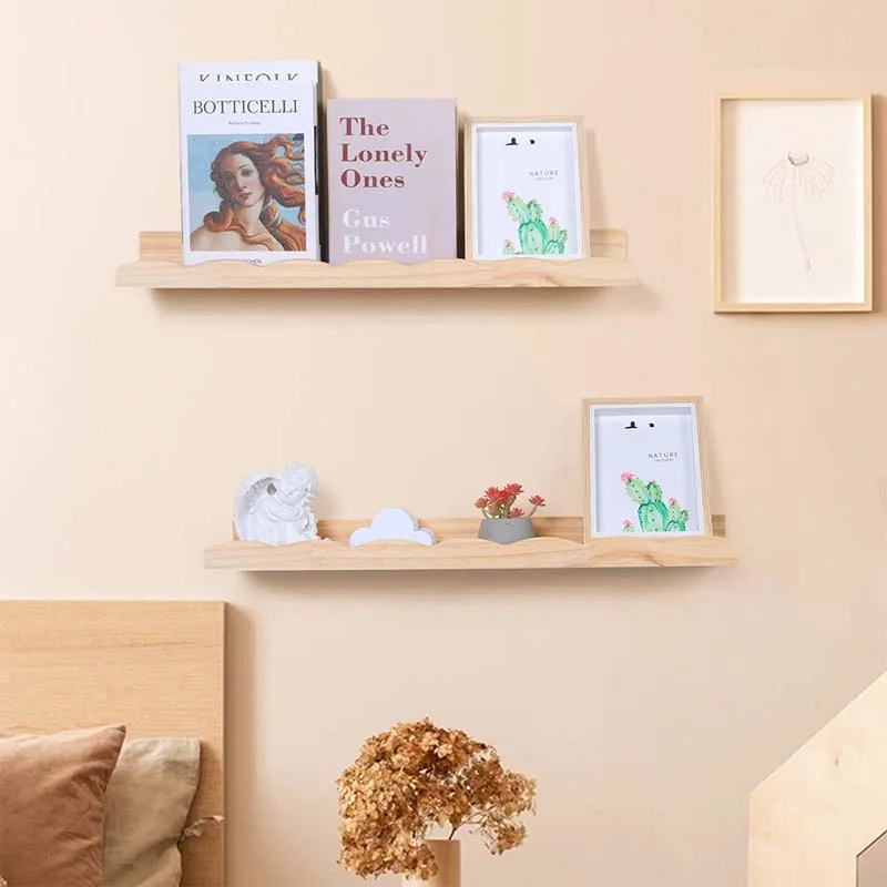 

1Pcs Kids' Bookshelf Hanging Wooden Storage Rack for Books Toys Photo Frames Children Bedroom Wall Decor Storage Holder