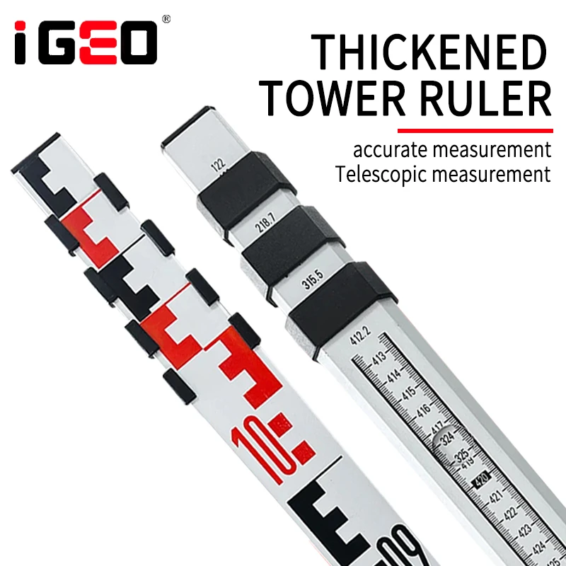 5m staff nivel Telescopic Aluminium Sections Measuring Ruler Extension Scale leveling staff miara teleskopowa