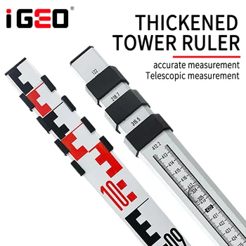 5m tower ruler telescopic aluminum sections level height ruler measurement with measuring ruler extension scale height