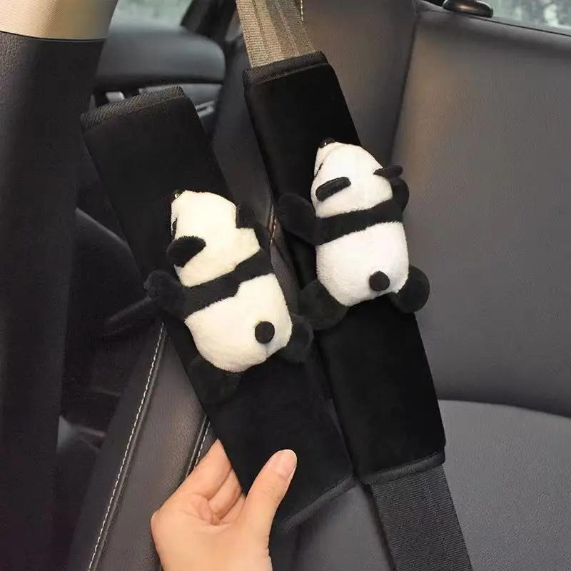 Auto Veiligheidsgordel Decoratie Cartoon Panda Veiligheidsgordel Schouderstuk Pluche Auto Accessoires Auto Decoraties