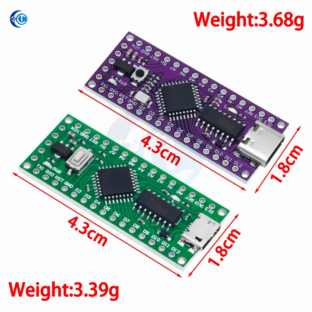 LGT8F328P MiniEVB Development Board: USB-C/Micro USB, Nano V3.0 Compatible for Arduino (CH9340C/HT42B534 SOP16)