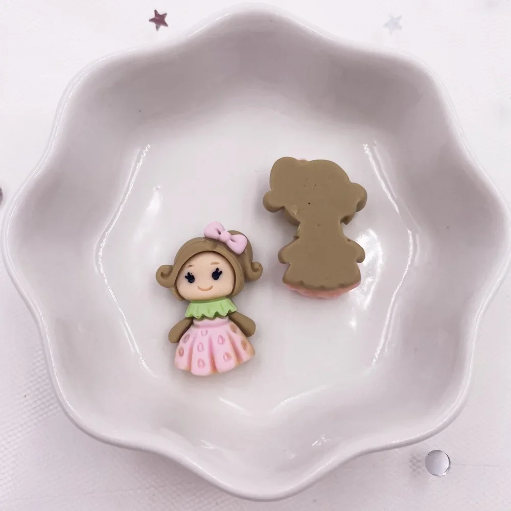 20pcs Colorful Resin Mini Girl Princess Anime Flatback Cabochon Scrapbook Craft DIY Accessory Decor Figurine OH69
