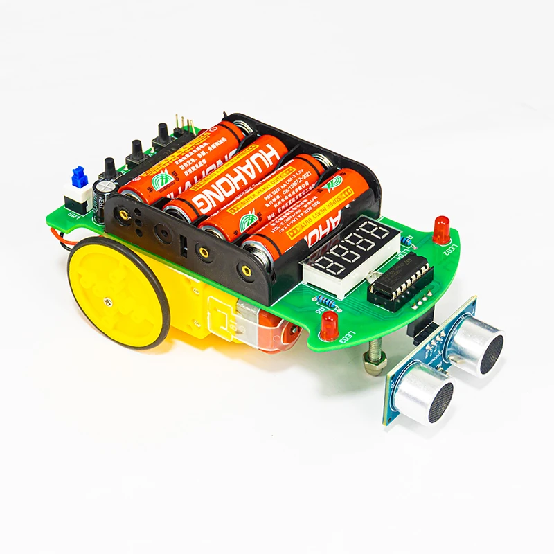 Ultrasonic Sensor Obstacle Avoiding Robot Car DIY Kit - STEM Educational Electronics Project with PCB Soldering