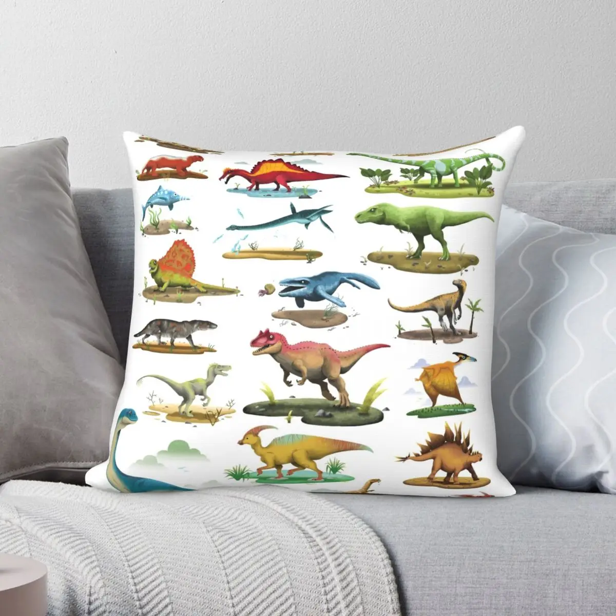 

Dinosaur Poster For Kids Pillowcase Polyester Linen Velvet Creative Zip Decorative Throw Pillow Case Sofa Seater Cushion Cover