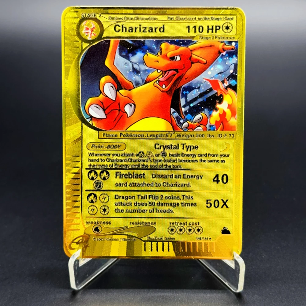 

Коллекционные металлические карты Proxy PKM: Карта Чаризард, Карта Гаридос, игровые карты TCG, карты PTCG