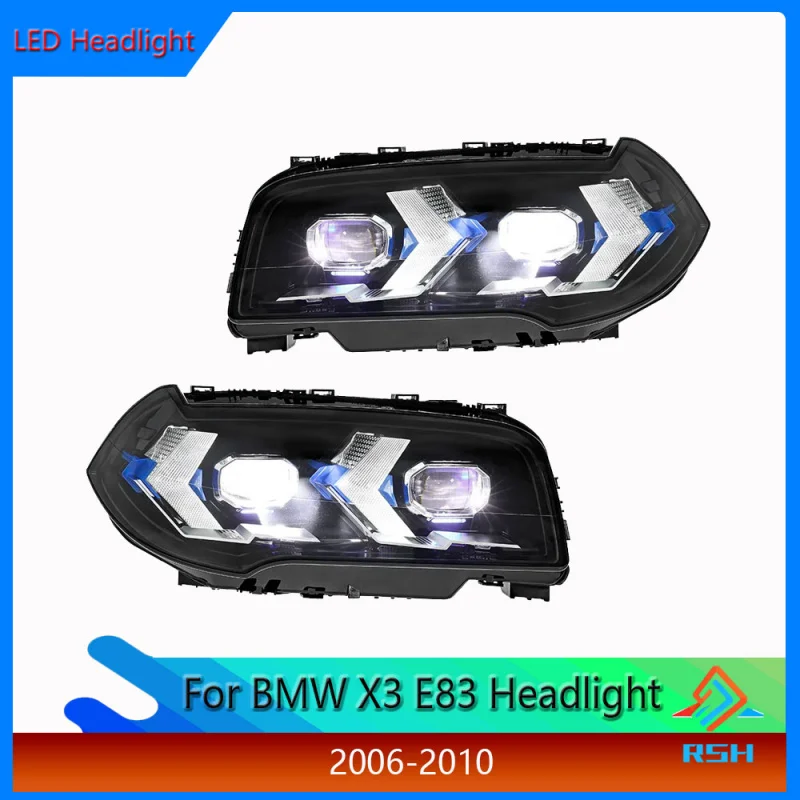 

Headlight Assembly for BMW X3 E83 Models 2006-2010 Upgrade Arrow Style Dual Color DRLs Old to New Conversion Accessories