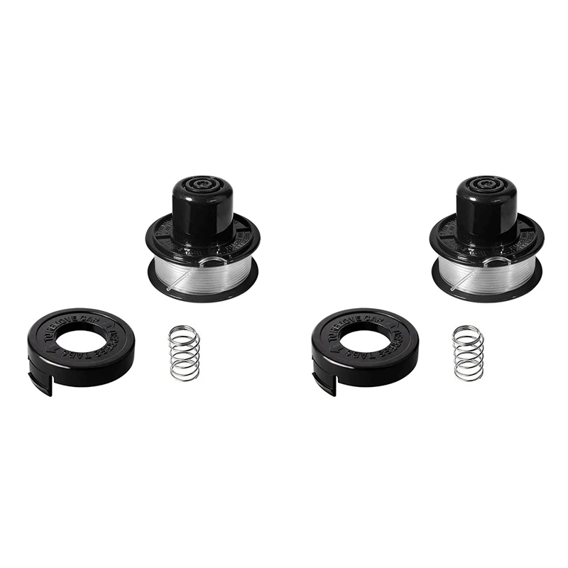 RS-136 Replacement String Trimmer Spool Line For BLACK+DECKER ST4000 ST4500 (2 Spool, 2 Cap And 2 Spring)