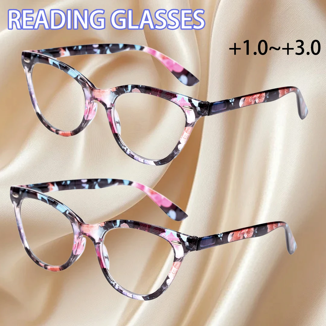 2 Stück neue Cat-Eye-Lesebrillen, Blaulichtblockierung, +1,0 bis +3,0, Unisex
