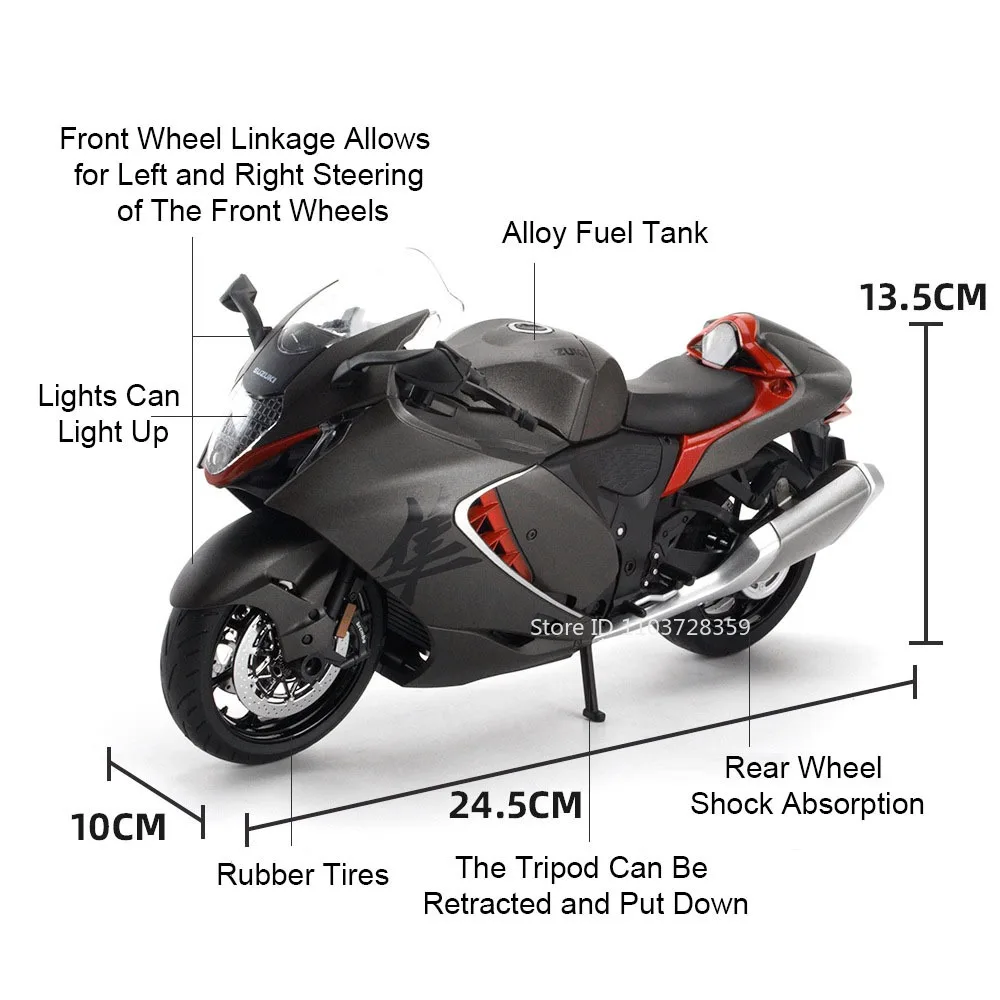 1:9 KAWASAKI NIJIA H2R 모델 장난감 오토바이 합금 다이캐스트 스즈키 하야부사 오토바이 사운드 라이트 충격 흡수 어린이 선물