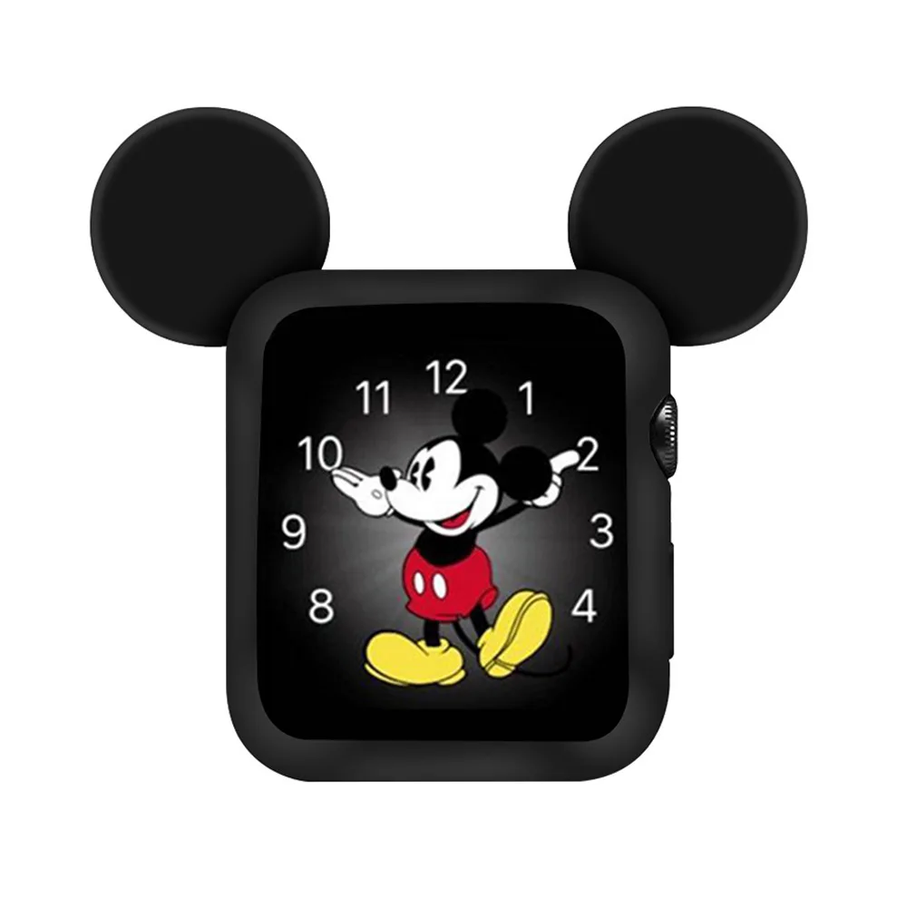 Disney kawaii Mickey stereo ears Bumper Frame tpu soft shell Case for Apple watch 6/SE/5/4/3/2/1 cover for iwatch 4/5 kids Toys